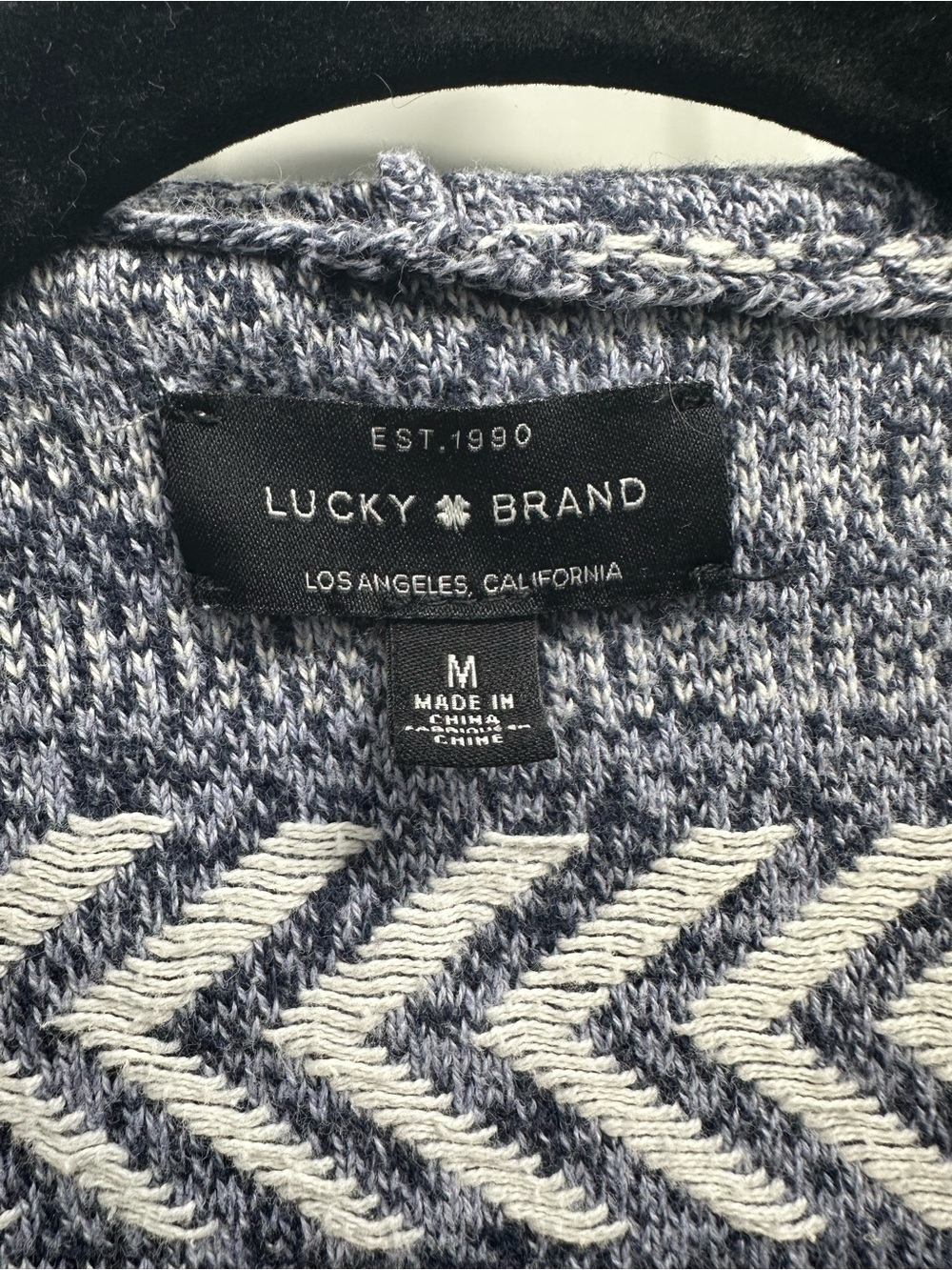 Lucky Brand Blue & White Geometric Open-Front Cardigan | Women’s Small/Medium - Picture 3 of 5